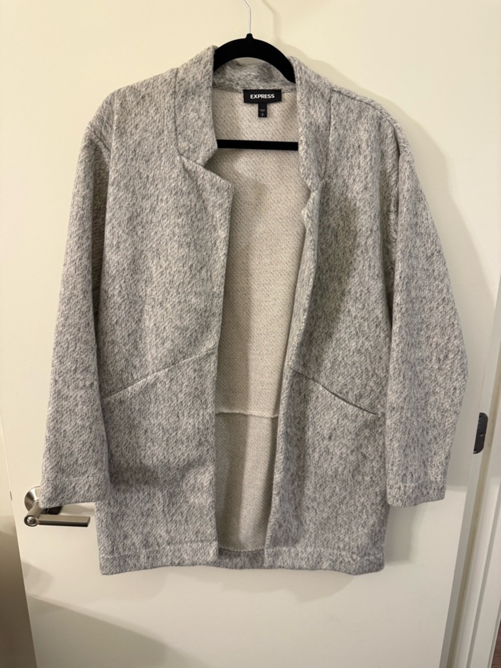 Express Light Gray Open Front Knit Coatigan